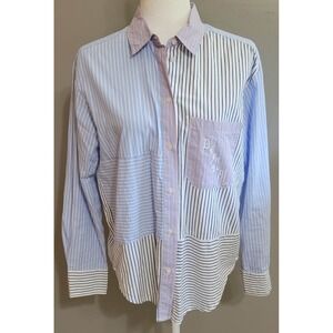 DESIGUAL Multi-Stripe Patchwork Button-Down Shirt